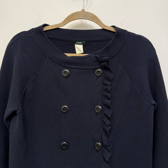 J. Crew Navy Blue Knit Cotton Sweater Cardiagn Blazer Jacket Women’s Size M - Picture 2 of 8